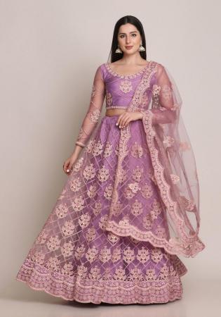 Picture of Pleasing Net Plum Lehenga Choli