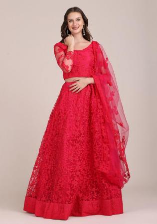 Picture of Splendid Net Salmon Lehenga Choli