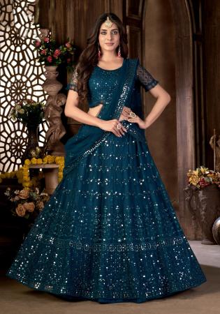 Picture of Alluring Net Midnight Blue Lehenga Choli