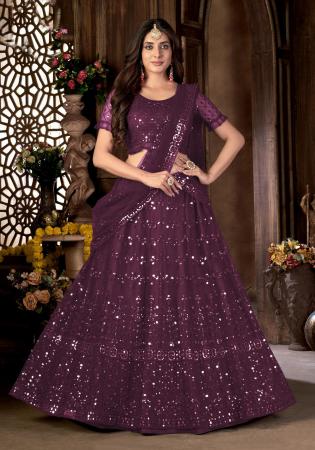 Picture of Splendid Net Rosy Brown Lehenga Choli