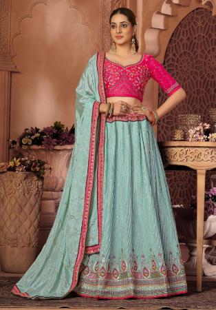 Picture of Grand Chiffon Alice Blue Lehenga Choli