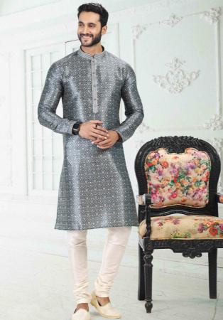 Picture of Graceful Silk Light Slate Grey Kurtas