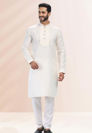 Picture of Comely Silk Off White Kurtas