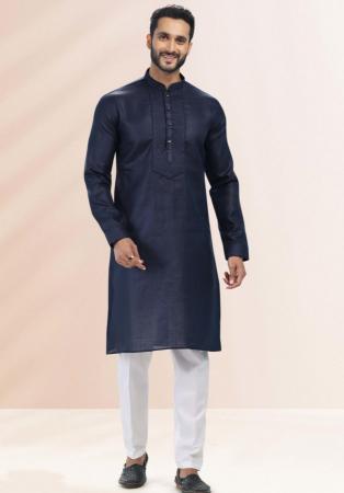 Picture of Statuesque Silk Navy Blue Kurtas