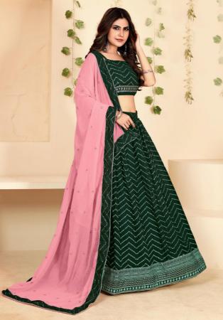 Picture of Wonderful Georgette Dark Green Lehenga Choli