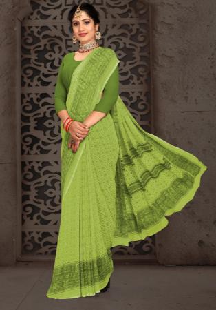 Picture of Bewitching Georgette Yellow Green Saree