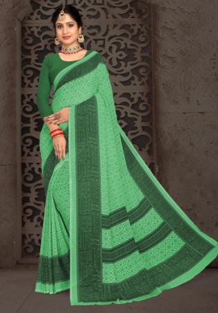 Picture of Classy Georgette Dark Sea Green Saree