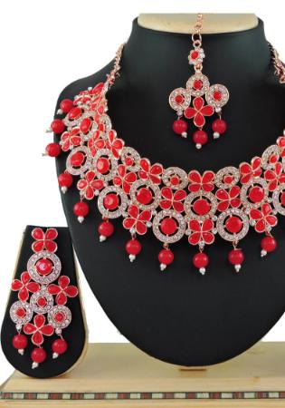 Picture of Beauteous Fire Brick Necklace Set