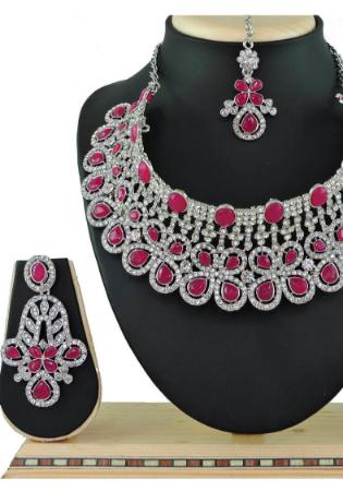 Picture of Lovely Deep Pink Necklace Set