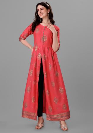 Picture of Sightly Rayon Light Coral Readymade Gown