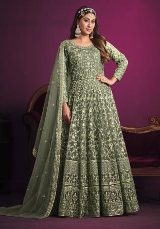 Picture of Fascinating Net Dim Gray Anarkali Salwar Kameez