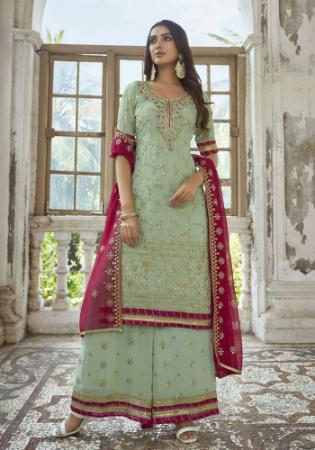 Picture of Georgette Dim Gray Straight Cut Salwar Kameez