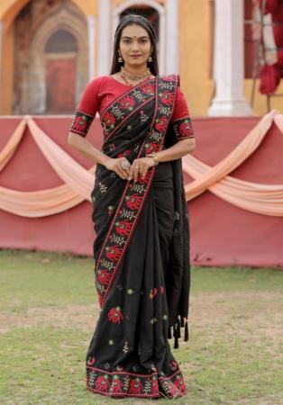 Picture of Pretty Silk Black Saree