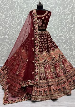 Picture of Good Looking Chiffon Maroon Lehenga Choli