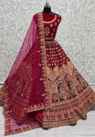 Picture of Well Formed Chiffon Deep Pink Lehenga Choli