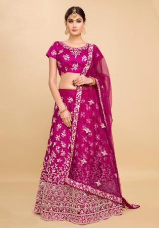 Picture of Good Looking Net Medium Violet Red Lehenga Choli