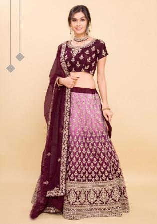 Picture of Stunning Net Maroon Lehenga Choli