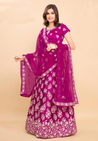 Picture of Shapely Net Deep Pink Lehenga Choli