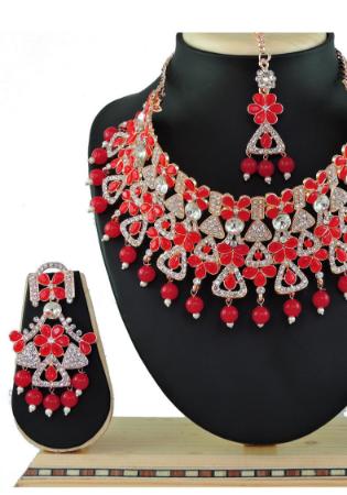 Picture of Charming Fire Brick Necklace Set