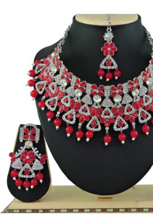 Picture of Lovely Fire Brick Necklace Set