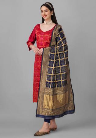 Picture of Good Looking Silk Crimson Straight Cut Salwar Kameez