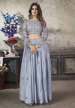 Picture of Silk Light Steel Blue Readymade Lehenga Choli