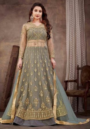 Picture of Alluring Net Dim Gray Anarkali Salwar Kameez