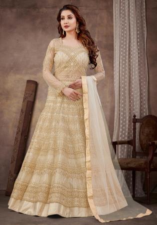 Picture of Superb Net Beige Anarkali Salwar Kameez