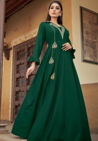 Picture of Enticing Georgette Dark Green Readymade Gown