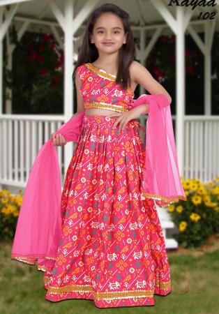 Picture of Well Formed Chiffon Deep Pink Kids Lehenga Choli