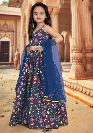 Picture of Beauteous Chiffon Midnight Blue Kids Lehenga Choli