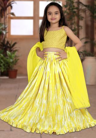 Picture of Marvelous Chiffon Wheat Kids Lehenga Choli