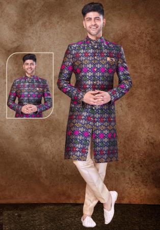 Picture of Bewitching Silk Dark Slate Grey Sherwani