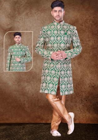 Picture of Radiant Silk Dark Sea Green Sherwani