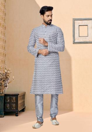 Picture of Appealing Silk Light Slate Grey Kurtas