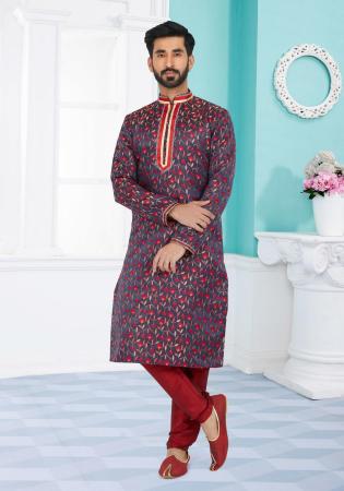 Picture of Nice Silk Dark Slate Blue Kurtas