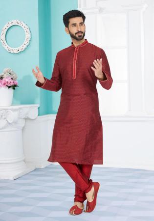 Picture of Shapely Silk Maroon Kurtas