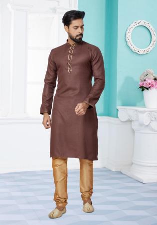 Picture of Amazing Silk Dark Olive Green Kurtas