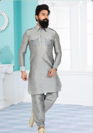 Picture of Pleasing Silk Light Grey Kurtas