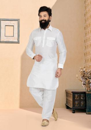 Picture of Delightful Silk White Kurtas