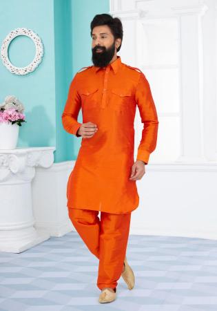 Picture of Beautiful Silk Orange Red Kurtas