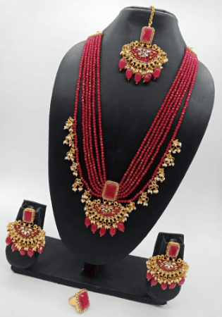 Picture of Good Looking Maroon Necklace Set