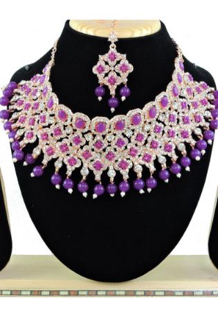 Picture of Magnificent Dark Magenta Necklace Set