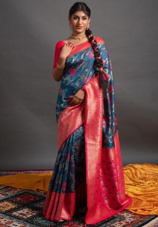 Picture of Ravishing Silk Dark Slate Grey Saree