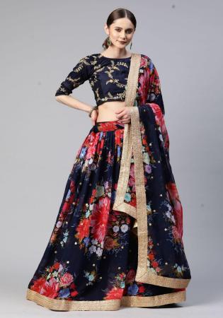 Picture of Statuesque Silk Navy Blue Lehenga Choli