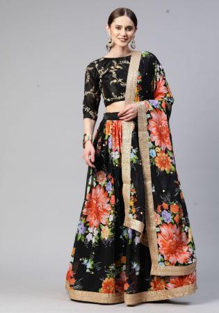 Picture of Amazing Silk Black Lehenga Choli