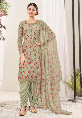 Picture of Enticing Net Tan Straight Cut Salwar Kameez