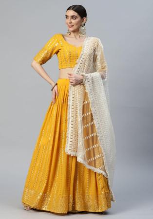 Picture of Ideal Georgette Dark Golden Rod Lehenga Choli