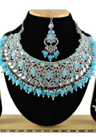 Picture of Pleasing Steel Blue Necklace Set