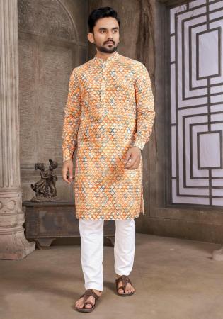 Picture of Stunning Cotton Beige Kurtas